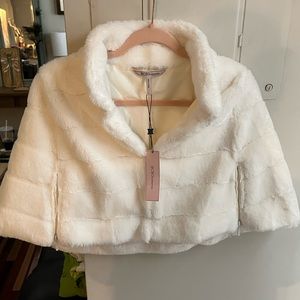 BCBG Ivory Fur Shawl/Cape